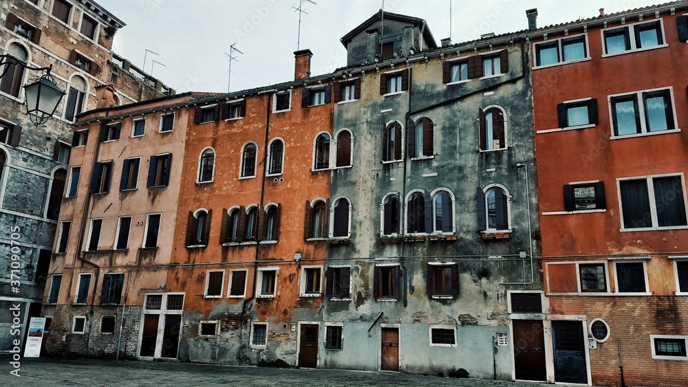 Old colorful buildings in Venice Italy