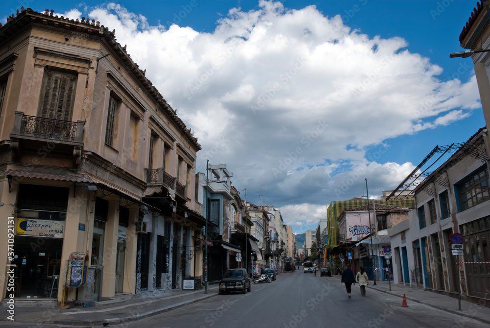Monastiraki, Athens, Greece, May 2020: The city of Athens deserted during the coronavirus quarantine 