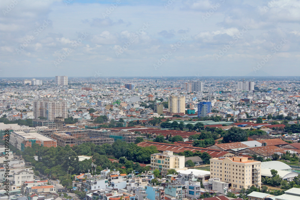 View of Ho Chi Minh city from the airplane's window