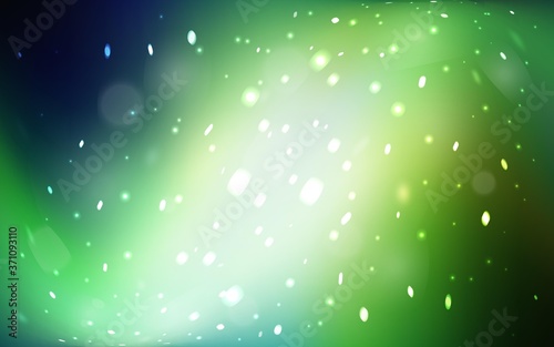 Light Green vector texture with colored snowflakes. Blurred decorative design in xmas style with snow. The template can be used as a new year background.