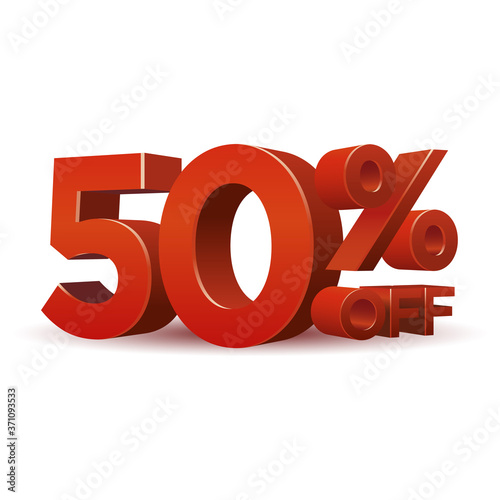 Red Percentage discount symbol 50% off