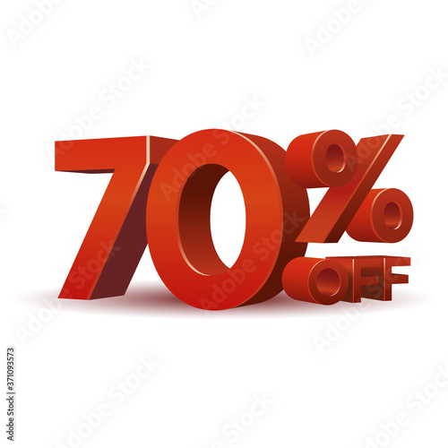 Red Percentage discount symbol 70% off
