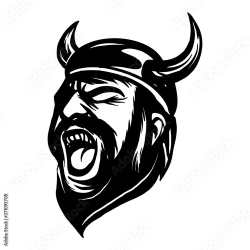 screaming angry viking head illustration vector
