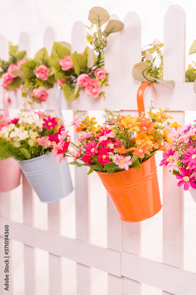 Hanging Flower Pots with fence Hanging Flower Pots with fence
