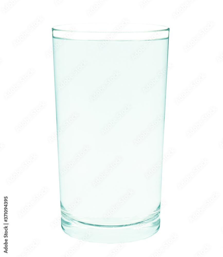 water glass Clear pure with blue water in front. Isolated on white background water glass Clear pure with blue water in front. Isolated on white background