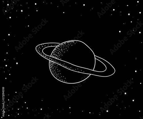 Saturn planet illustration with hand drawn style