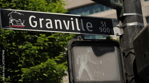 Granville St crosswalk in Vancouver, British Crosswalk. photo