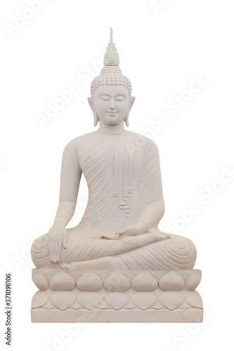 Buddha statue made of sandstone on white background