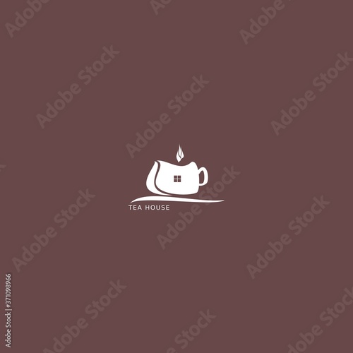 Tea shop logo. Simple natural home logo design, cafe or restaurant logo, coffee and tea shop for business.