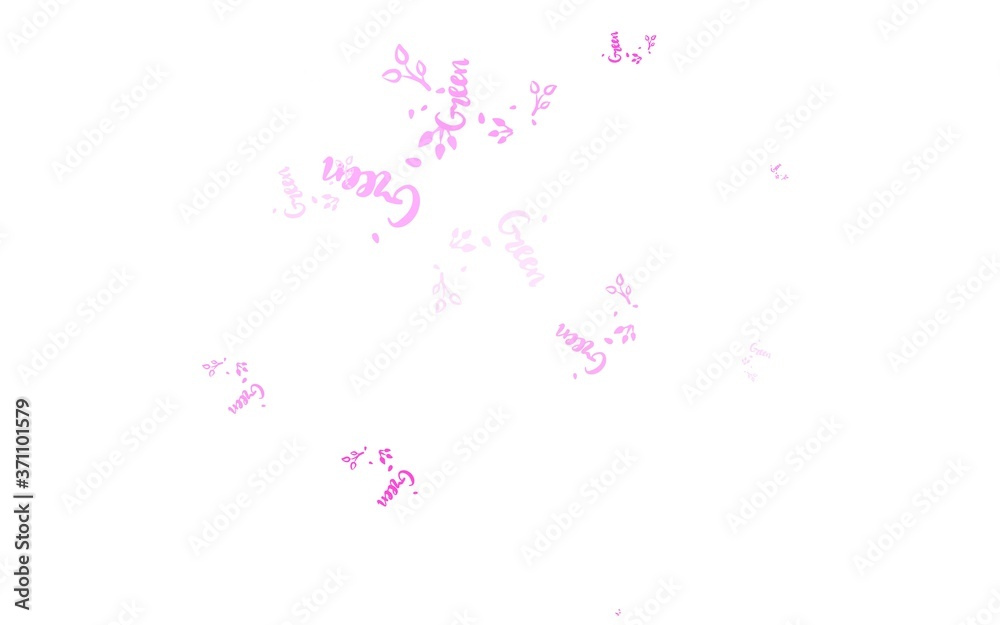 Light Pink, Yellow vector doodle pattern with leaves, branches. Light Pink, Yellow vector doodle pattern with leaves, branches.