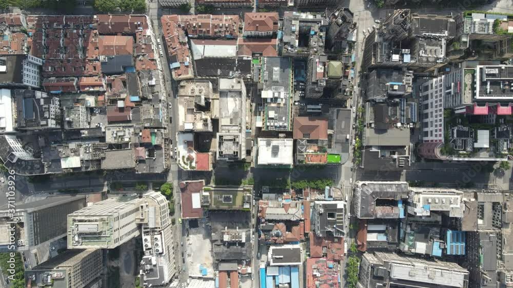 Aerial view of Shanghai traditional architecture and cityscape drone directly above map view. Shanghai Huangpu downtown district traditional architecture. City travel tourism concept of China Aerial view of Shanghai traditional architecture and cityscape drone directly above map view. Shanghai Huangpu downtown district traditional architecture. City travel tourism concept of China