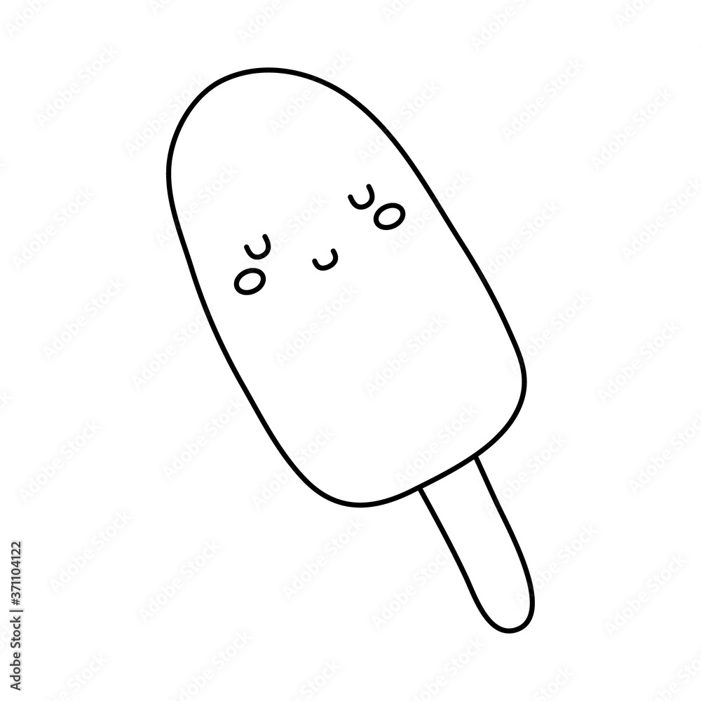 sweet ice cream in stick line style sweet ice cream in stick line style
