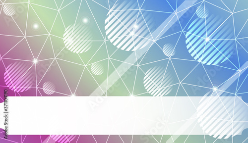 Decorative background with triangles, line, circle, space for text. Bright background for poster, banner, flyer. Vector illustration. Creative gradient color.