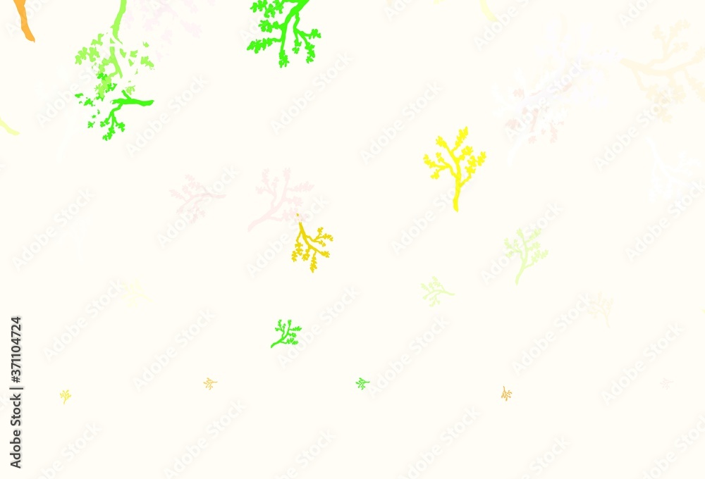 Light Green, Red vector doodle layout with sakura.
