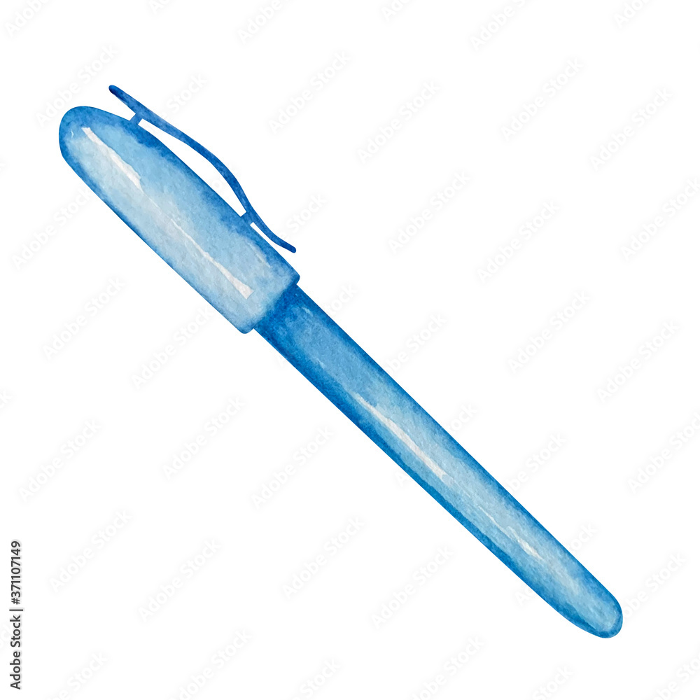 watercolor blue ballpoint pen closed watercolor blue ballpoint pen closed