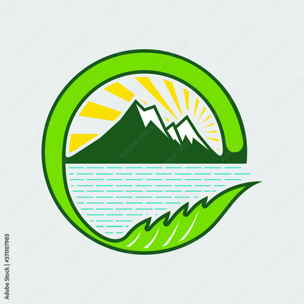 Natural mountain and lake illustration vector Natural mountain and lake illustration vector