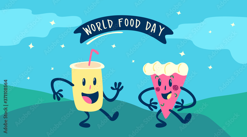 Funny world food day illustration vector