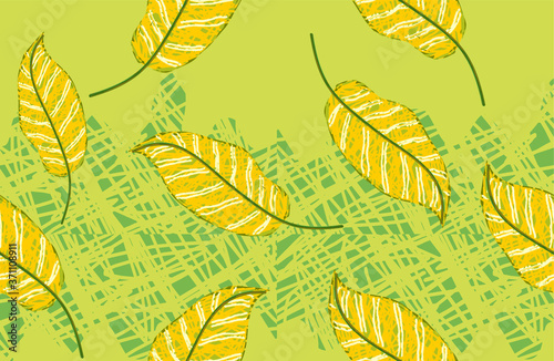 Leaf composition design, romantic landscape vector with leaves, various attractive colors make an exclusive design