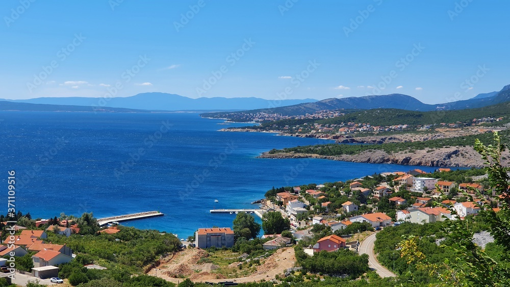 Panoramic view over kvarner bay coastline in croatia