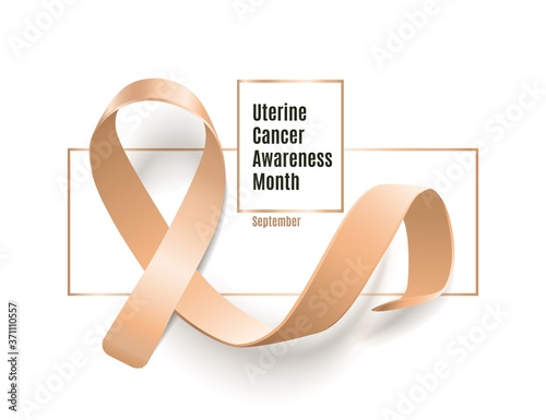 Peach ribbon for Uterine Cancer Awareness Month 3d vector illustration isolated.