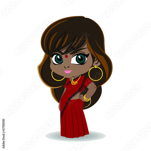 Transgender woman wear sari, saree or sharee (a women's garment from the Indian subcontinent), isolated vector.
