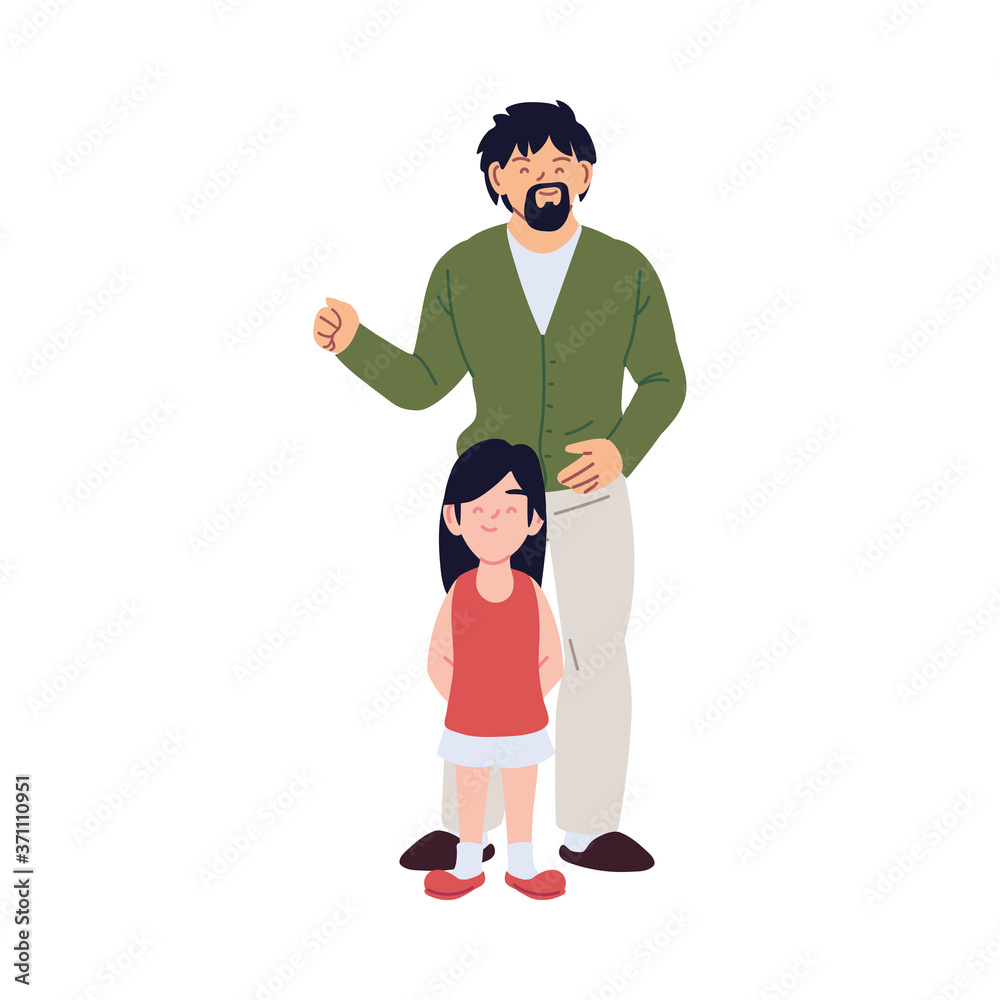 Fototapeta premium Father and daughter cartoons vector design