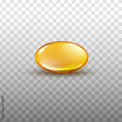 Fish oil or fat soluble vitamin capsule 3d realistic vector illustration isolated.
