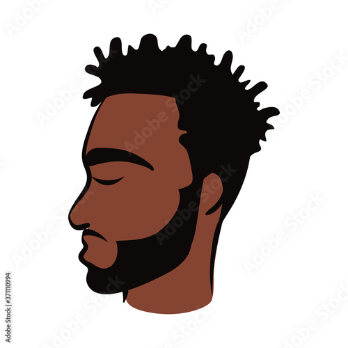 profile young afro man ethnicity with beard flat style icon