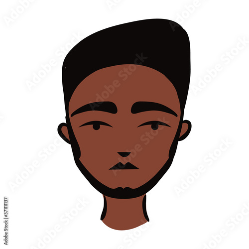 young afro man ethnicity with beard flat style