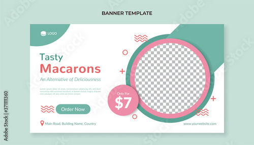 Tasty macarons food banner template