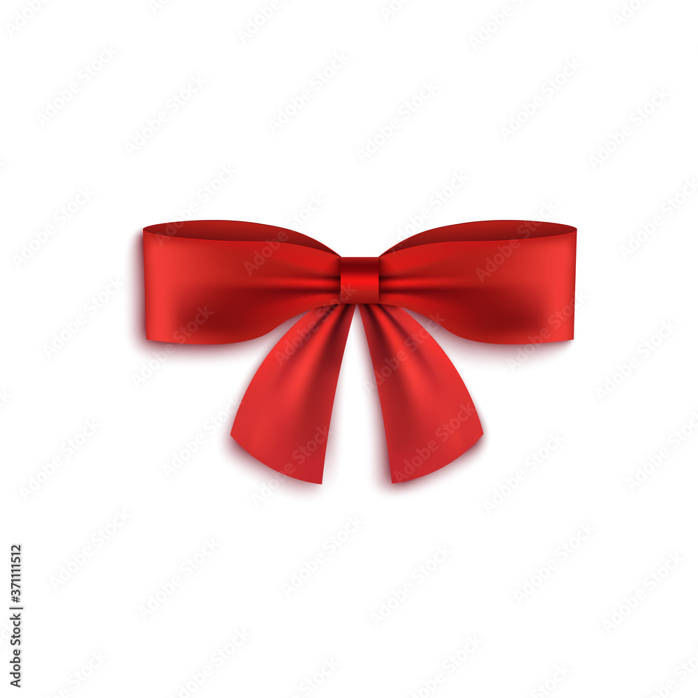 Classic textile ribbons red bow icon 3d realistic vector illustration isolated. Classic textile ribbons red bow icon 3d realistic vector illustration isolated.