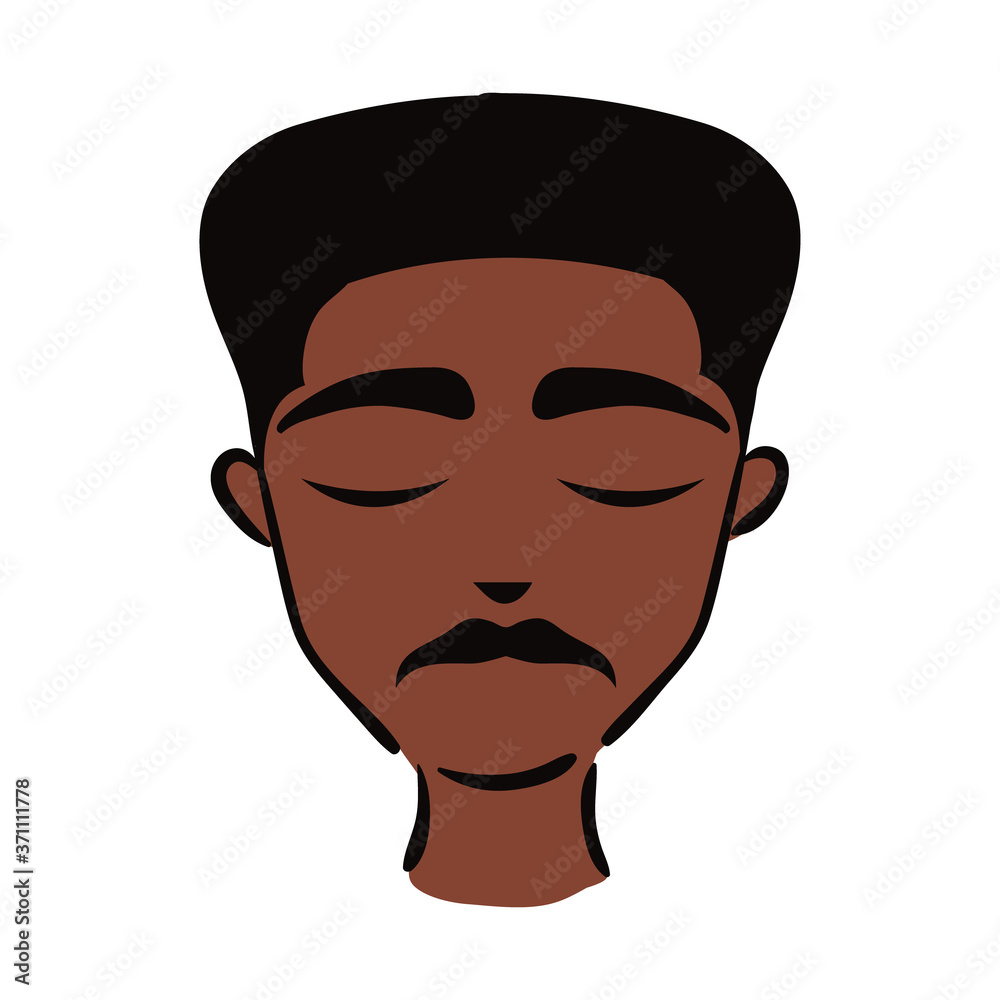 young afro man ethnicity with mustache flat style icon young afro man ethnicity with mustache flat style icon