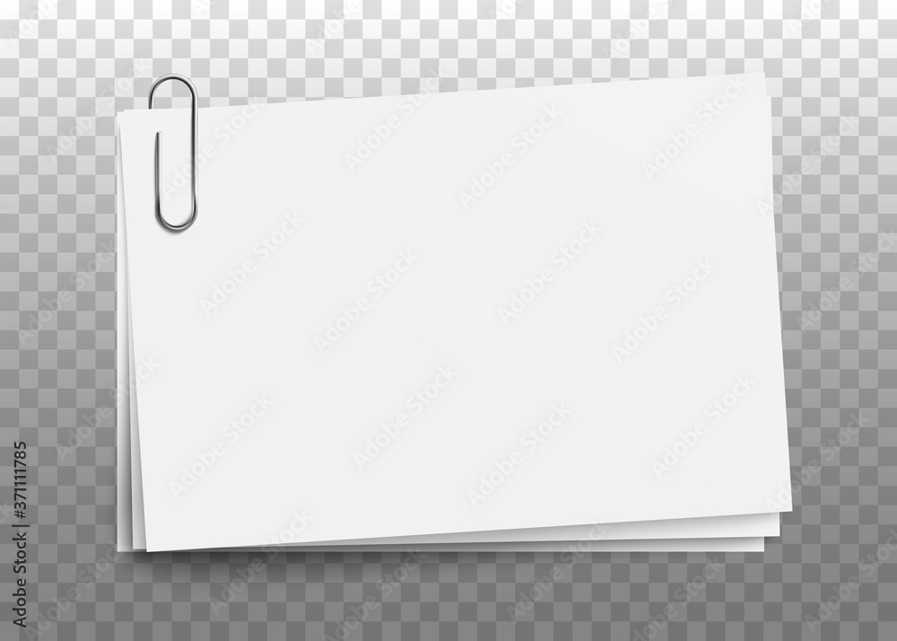 Blank note paper sheets with clip realistic vector mockup illustration isolated. Blank note paper sheets with clip realistic vector mockup illustration isolated.