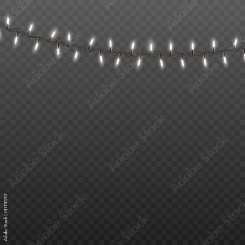 Christmas lights or holiday garlands realistic vector illustration isolated.