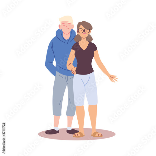 Couple of woman and man cartoons vector design © djvstock