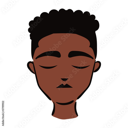 young afro man ethnicity flat style icon