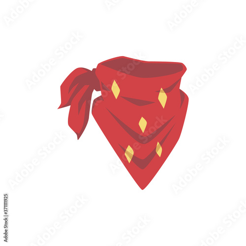 Red cowboy bandana with yellow diamond pattern - western fashion accessory