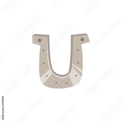Silver horseshoe single icon flat vector illustration isolated on background.