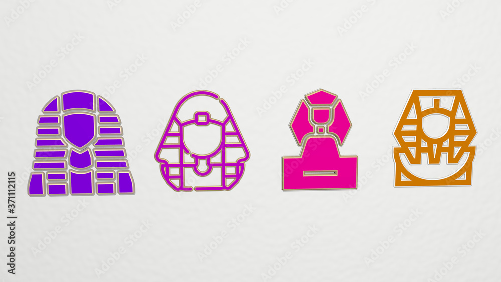 pharaoh 4 icons set - 3D illustration for egypt and ancient pharaoh 4 icons set - 3D illustration for egypt and ancient