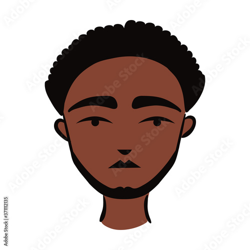 young afro man ethnicity with beard flat style icon