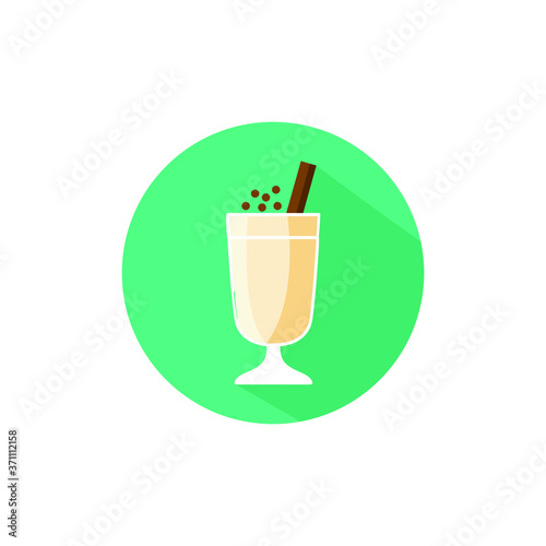 eggnog logo icon. vector illustration of a drink made from a mixture of beaten eggs, cream, and flavorings, often with alcohol.