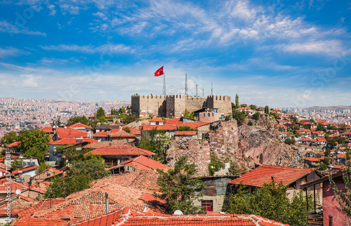 Fototapet Ankara is capital city of Turkey - View of Ankara castle and interior of the cas
