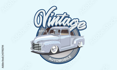 vintage retro pickup style truck. Car vector Illustration