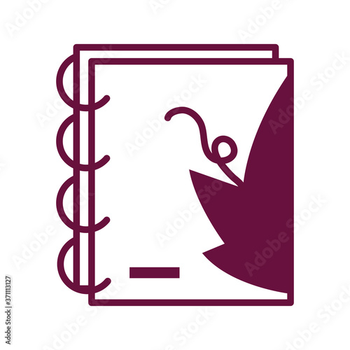 notebook with grapes leafs plant line style icon