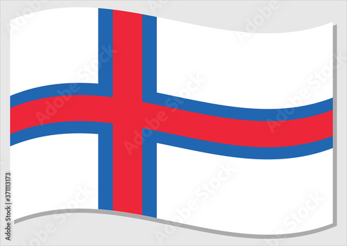 Waving flag of Faroe Island vector graphic. Waving Faroese flag illustration. Faroe Island country flag wavin in the wind is a symbol of freedom and independence.