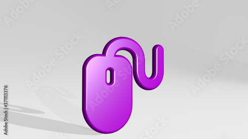 MOUSE 3D icon casting shadow - 3D illustration for background and computer