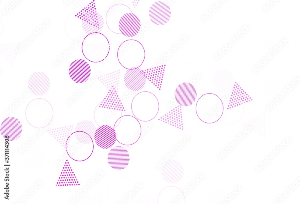 Light Purple, Pink vector background with triangles, circles.