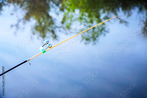 Biting alarm-a bell, on the tip of the feeder rod. Bottom tackle photo