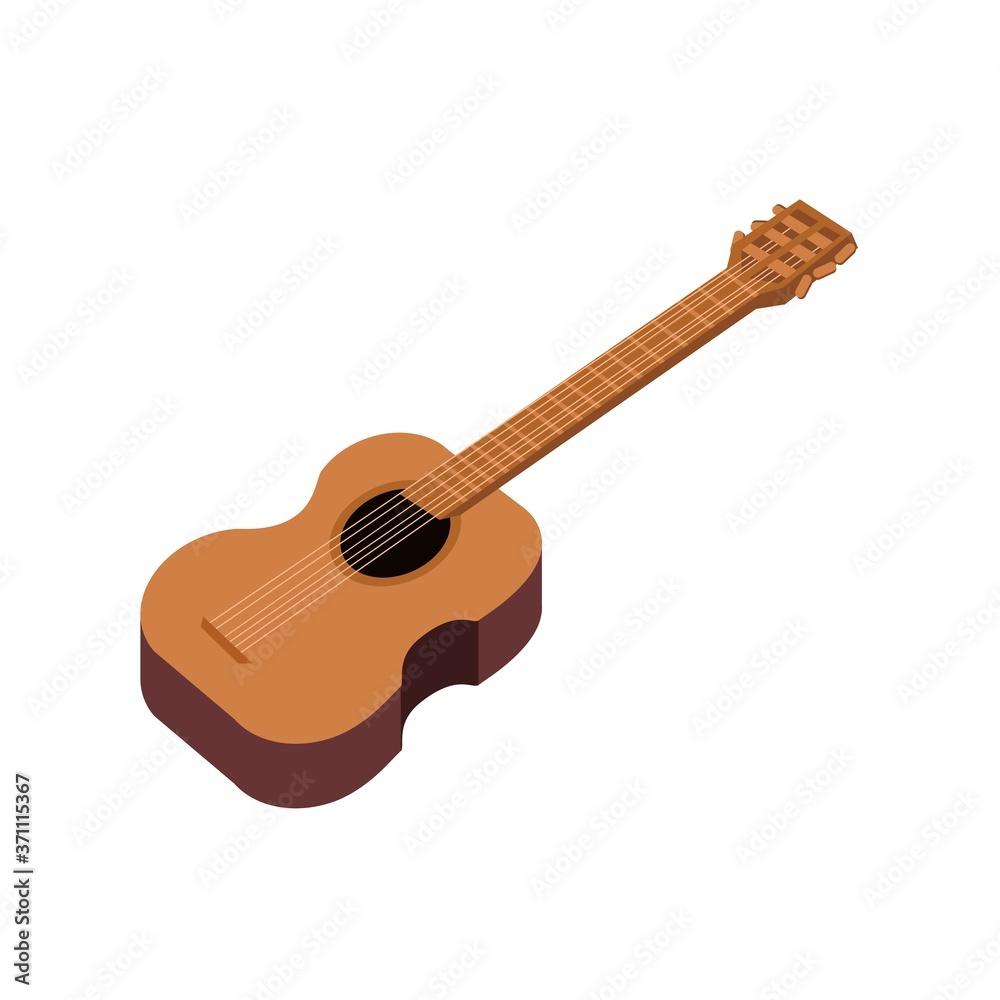 Fototapeta premium Guitar Isometric Flat Icon Illustration Isolated in White