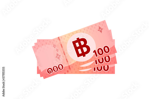 300 baht thai banknote money, thai currency three hundred THB concept, bank note money thailand baht for business and finance icon, pile of paper money isolated on white background